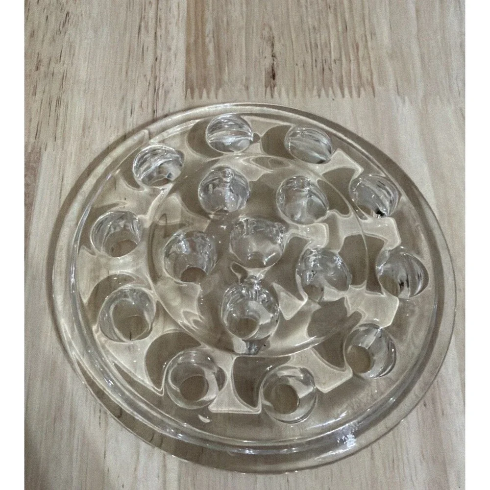 Vintage Clear Glass 16-Hole Flower Holder Frog Floral Arrangement Vase MCM 5